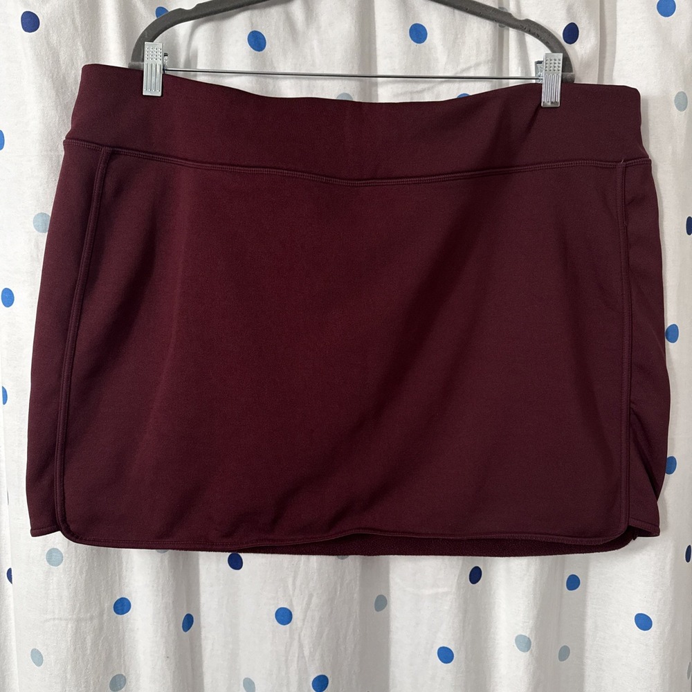 Athleta Tech Stretch Fleece Wander Skirt Burgundy Maroon Size 2X #152843